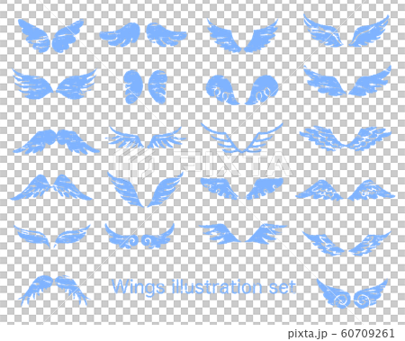 翼イラストセット　スタンプ風 60709261