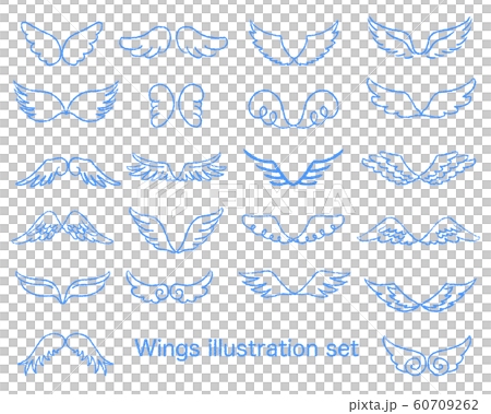 翼イラストセット　線画のみ 60709262