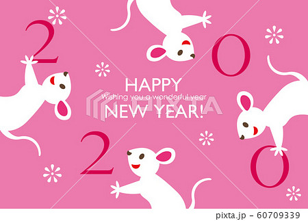 HappyNewYear2020 & CuteMice With PinkBackground 60709339