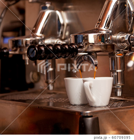 Italian expresso machine with two cups. 60709395