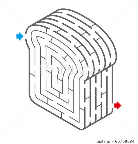 食パンのアイソメトリック迷路（塗り絵） 60709634