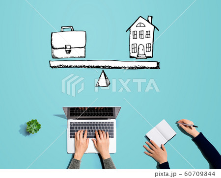 Work and life balance with people working together 60709844
