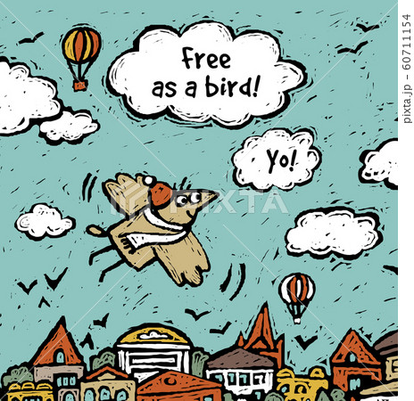 Freedom fly bird and sign sky clouds card or poster Freedom fly bird and sign sky clouds card or poster 60711154