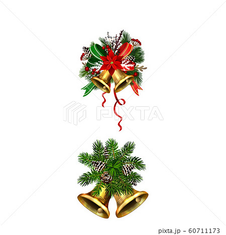Christmas decorations with fir tree golden jingle bells 60711173