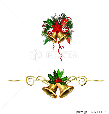 Christmas decorations with fir tree golden jingle bells 60711196