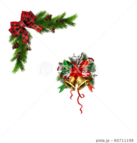 Christmas decorations with fir tree golden jingle bells 60711198