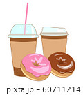 Doughnut and coffee. Coffee cups and donuts. 60711214