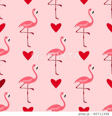 Flamingo pattern. Seamless background with pink bird. Exotic tropical repeated banner. Flamingo pattern. Seamless background with pink bird. Exotic tropical repeated banner. 60711398