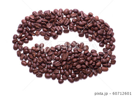 Coffee bean shape created with coffee beans Coffee bean shape created with coffee beans 60712601