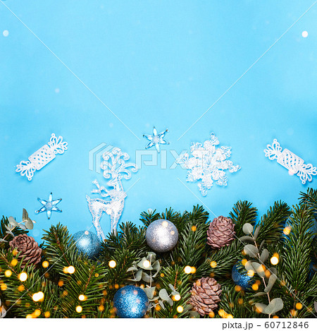 Banches of pine tree on blue background 60712846