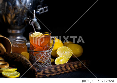 Russian tea from samovar background 60712928