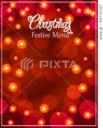 Bright Christmas background for menu design. Red backdrop with lights. Bright Christmas background for menu design. Red backdrop with lights. 60716167