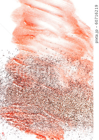 Smear of red lipstick with glitter. Smear of red lipstick with glitter. 60716219