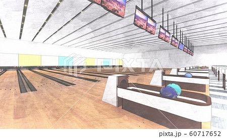 ボウリング場　人なし イラスト2-88 60717652