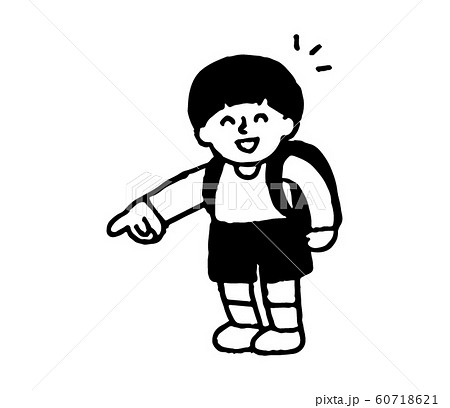 下を指さす男の子(シンプル) 下を指さす男の子(シンプル) 60718621