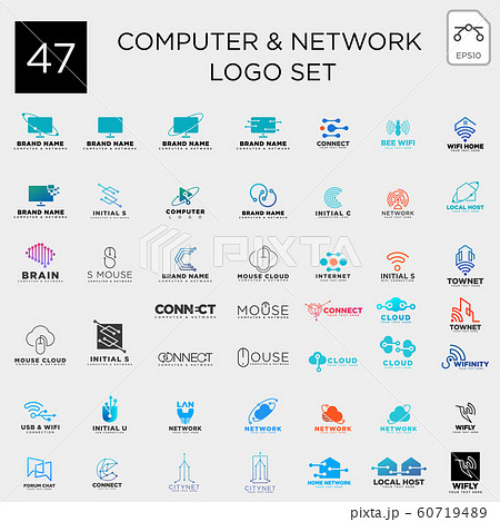 digital computer network technology set logo 60719489