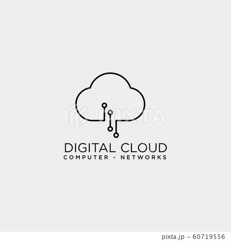 cloud digital technology line logo template vector 60719556