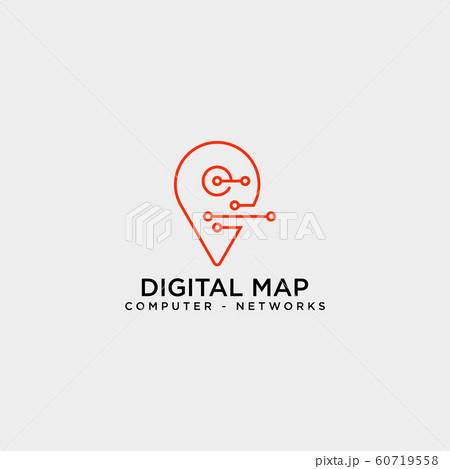 digital pin map line logo template vector 60719558