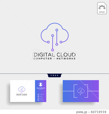 cloud digital technology line logo template vector 60719559