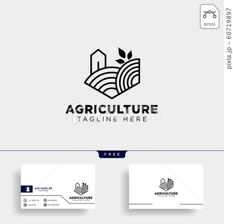 agriculture eco green line art logo template icon 60719897
