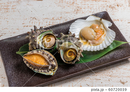 新鮮な貝もりあわせ seafood (Scallop, Abalone, turbanshell) 新鮮な貝もりあわせ seafood (Scallop, Abalone, turbanshell) 60720039