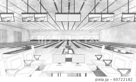 ボウリング場 人なし イラスト2-42 ボウリング場 人なし イラスト2-42 60722182