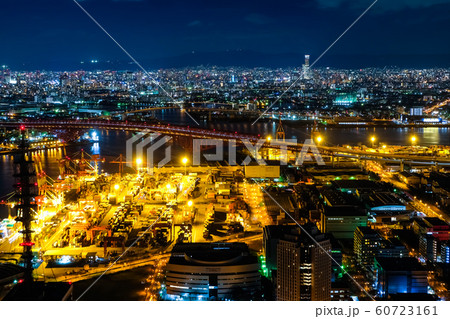 大阪 夜景 さきしまコスモタワー（大阪府咲洲庁舎）から 60723161