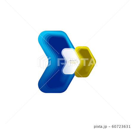 Vector arrow geometric banner created with blend color shapes effects. Trendy simple button, icon or business branding logo template, minimal style. Illustration For Wallpaper, Banner, Background 60723631