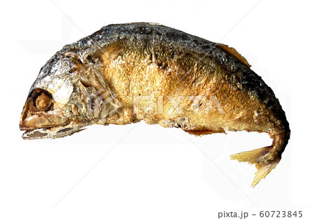Fried mackerel isolated on white background, Sea fish tastes good 60723845