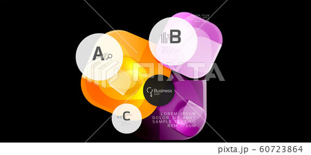 Retro colorful geometric background - circles on black, great design for any purposes. Creative minimal concept 60723864