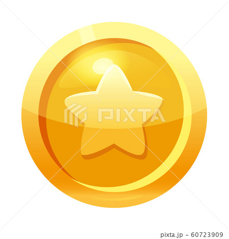 Game coin gold with star symbol, icon, game interface, gold metal. For web, game or application GUI UI. Vector illustration isolated 60723909