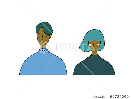 外国人 東南アジア系 男女の上半身のイラスト素材