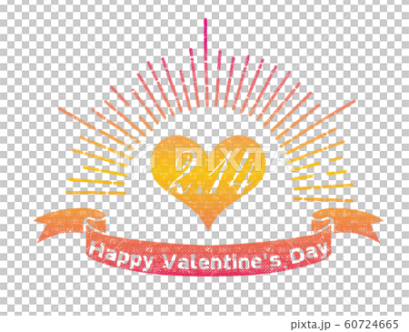 情人節徽標標記，帶有手繪的觸摸（紅色漸變）|手繪集中的線和心圖 60724665