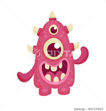 Funny Multiocular Monster Standing with Open Mouth Feeling Happiness and Joy Vector Illustration Funny Multiocular Monster Standing with Open Mouth Feeling Happiness and Joy Vector Illustration 60725925