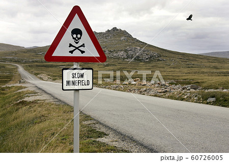 Minefield Sign near Port Stanley in the Falkland Islands 60726005