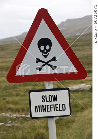 Minefield Sign near Port Stanley in the Falkland Islands 60726071