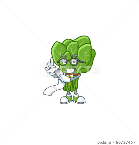 Funny face spinach cartoon with menu ready to serve Funny face spinach cartoon with menu ready to serve 60727457