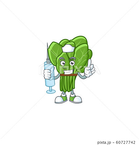 Picture of Nurse spinach cartoon style holding syringe 60727742
