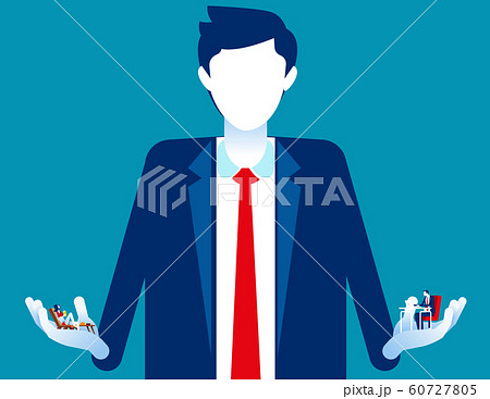 Business person choosing between holiday or 60727805
