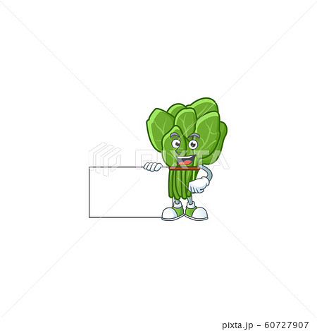 cute spinach cartoon character with a board cute spinach cartoon character with a board 60727907