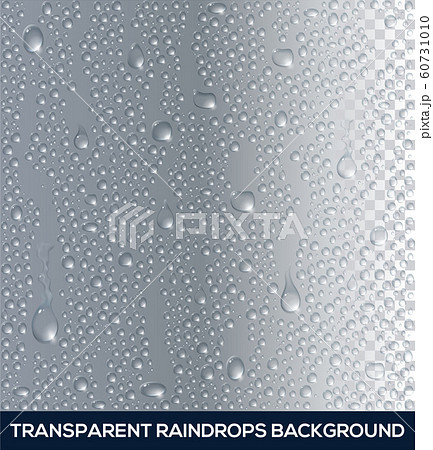 Vector realistic Background of raindrops. Raindrops on glass. Transparent water drop. 60731010