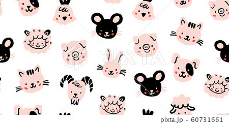 cute farm animals scandinavian seamless pattern 60731661