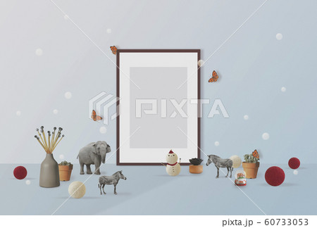 額縁のあるインテリアルームの可愛い小物のオブジェクト 60733053