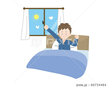 起床 目覚める男性のイラスト 60734464