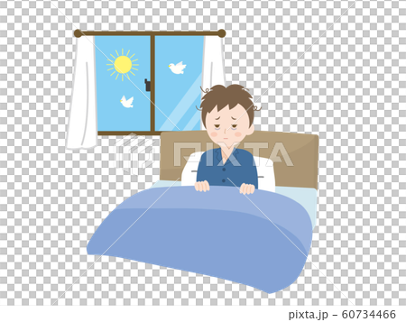 睡眠不足 寝不足な男性のイラストのイラスト素材