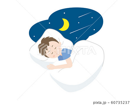 就寝 布団で眠る男性のイラスト 60735237