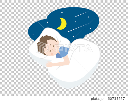 就寝 布団で眠る男性のイラスト 60735237