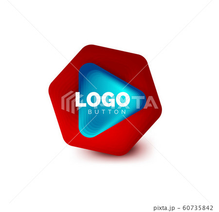 Play, arrow or download button icon, minimal design business logo template. 3d geometric bold in relief style with color blend steps effect. Vector Illustration For Wallpaper, Banner, Background, Card 60735842