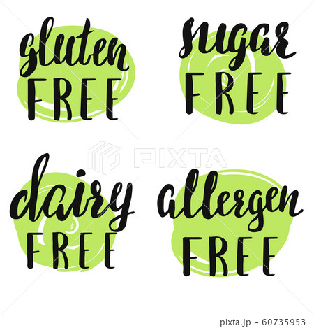Hand lettered set of labels on organic, natural and healthy food. 60735953