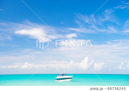 Yacht boat on sea water in st johns, antigua 60736243